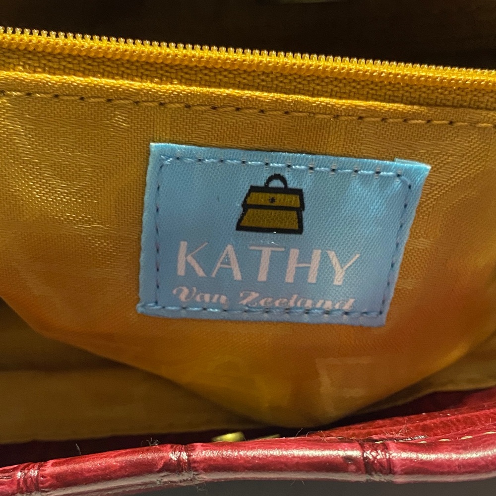 Kathy Ireland Burgundy Crocodile Embossed Shoulder Bag - Picture 6 of 7
